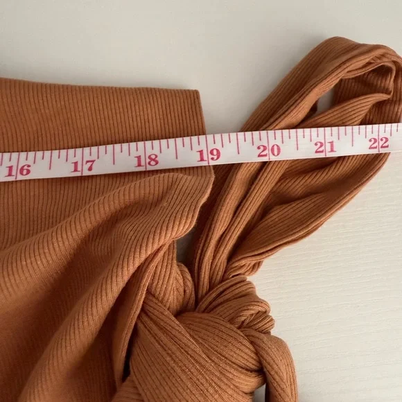 Listicle Women's Ribbed Knit Ruched Tie-Back Top in Tangerine Size XL - Picture 7 of 10